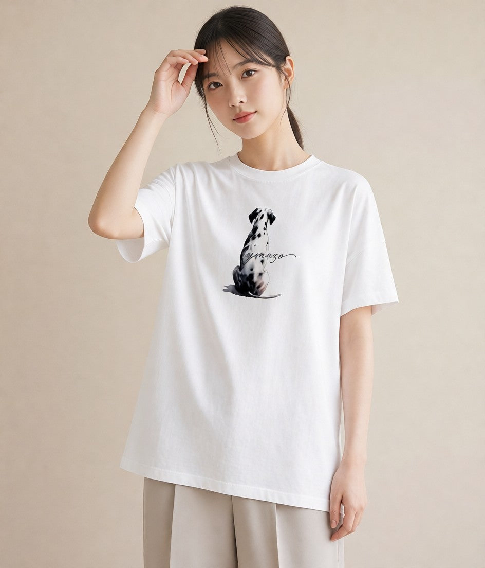 デザインTシャツ レディース 保護犬 犬 いぬ イラスト カフェコーデ 春服 ミセス 白T
