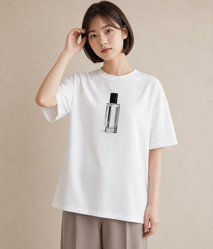 プリントTシャツ レディース 香水 香水瓶 パフューム イラスト ガーリー カフェ巡り 女子会 白T