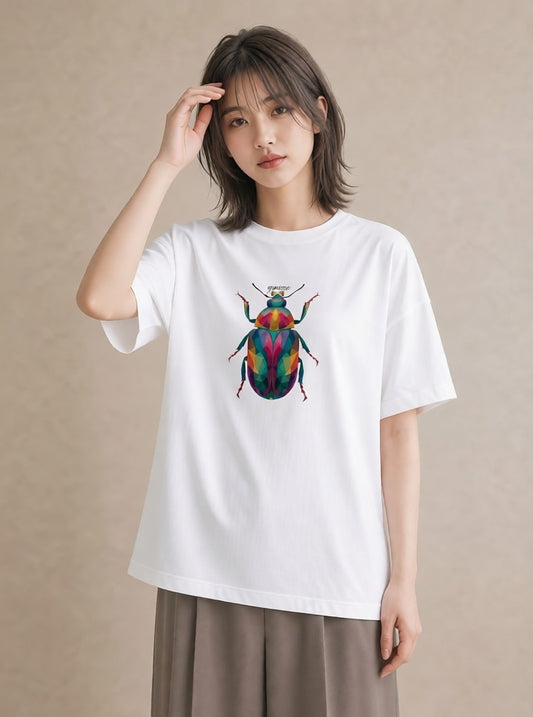 デザインTシャツ レディース クワガタ 昆虫 虫 イラスト お洒落 ルームウェア ギフト 白T