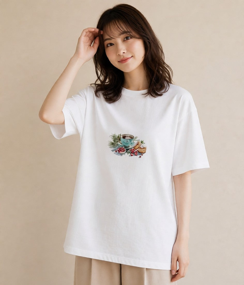 半袖Tシャツ レディース ハーブティー 食べ物 フード イラスト フェミニン ギフト 母の日 白T