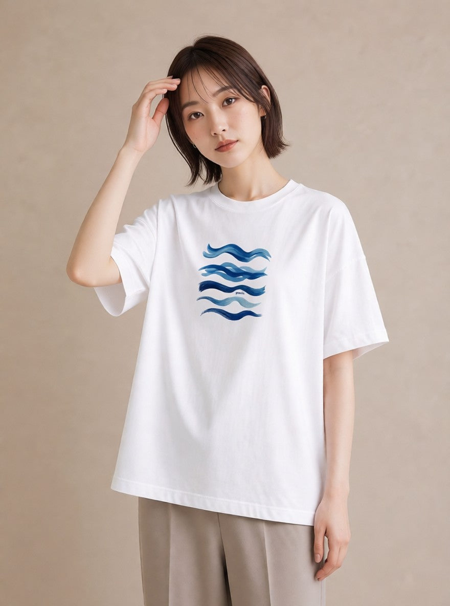Tシャツ レディース 海 星空 宇宙 イラスト ガーリー デート 帰省 白T