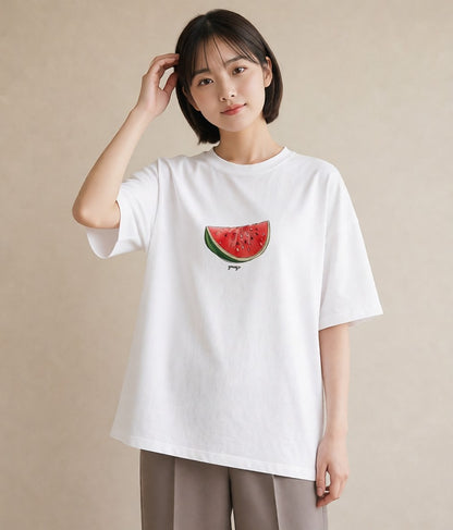 プリントTシャツ レディース パイナップル 食べ物 フード イラスト ラフカジュアル 女性 旅行用 白T