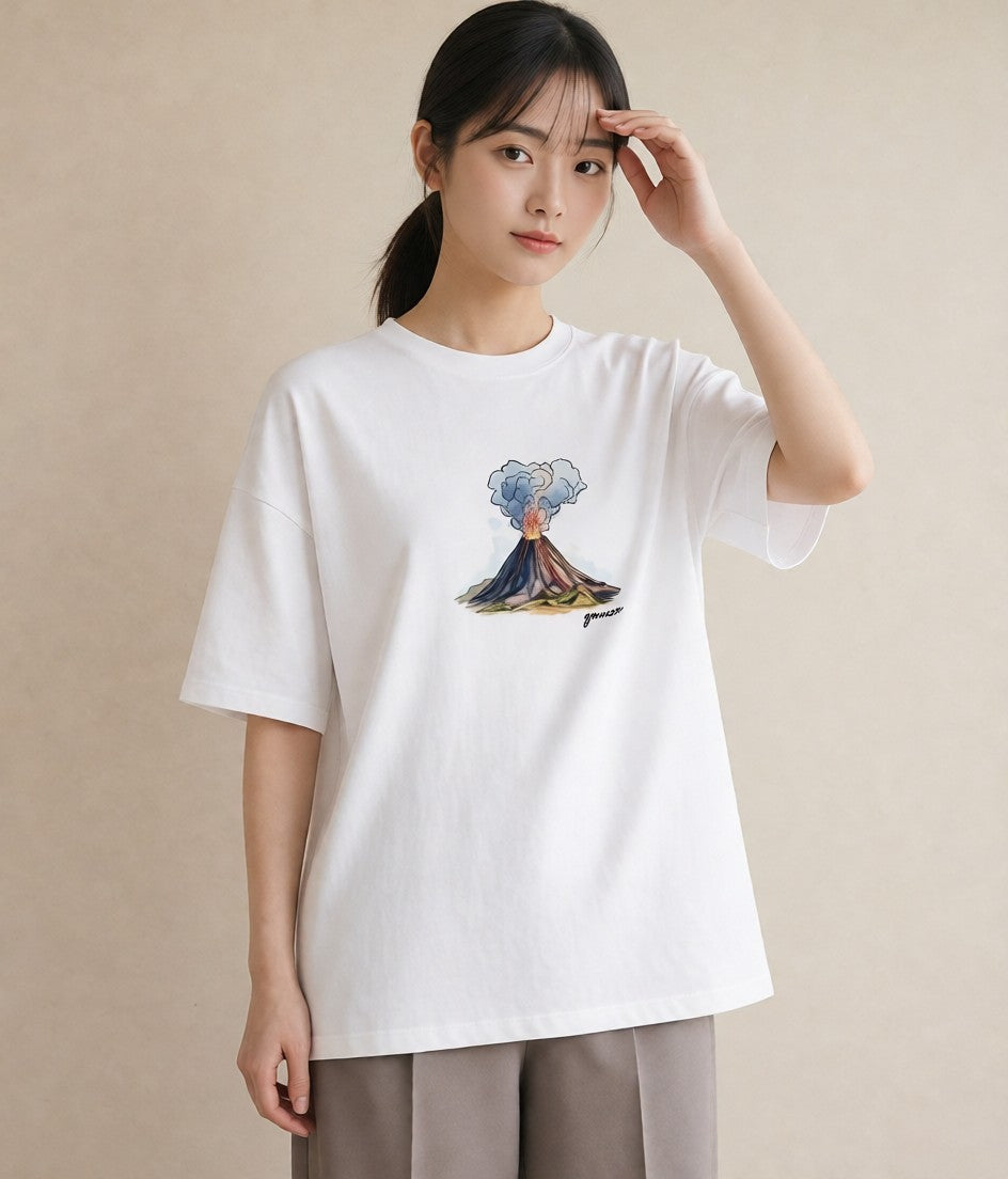 グラフィックTシャツ レディース 山 星空 宇宙 イラスト ポップ 母娘コーデ 自分用 白T