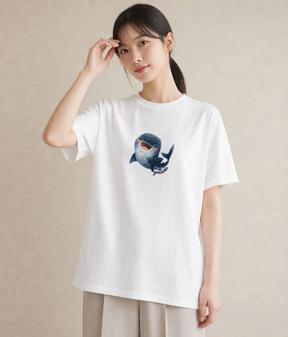 プリントTシャツ レディース マンボウ 海の生き物 海 イラスト 韓国風 普段着 週末コーデ 白T