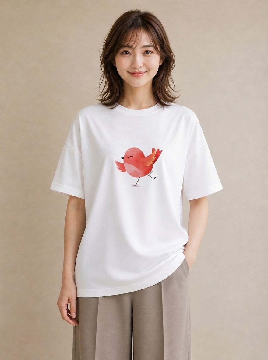 グラフィックTシャツ レディース コザクラインコ ペット 動物 イラスト 個性的 旅行用 海 白T