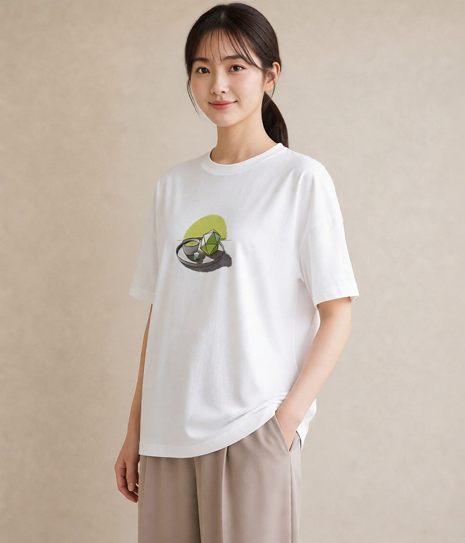 プリントTシャツ レディース 抹茶 食べ物 フード イラスト 北欧風 ビーチ デイリーウェア 白T