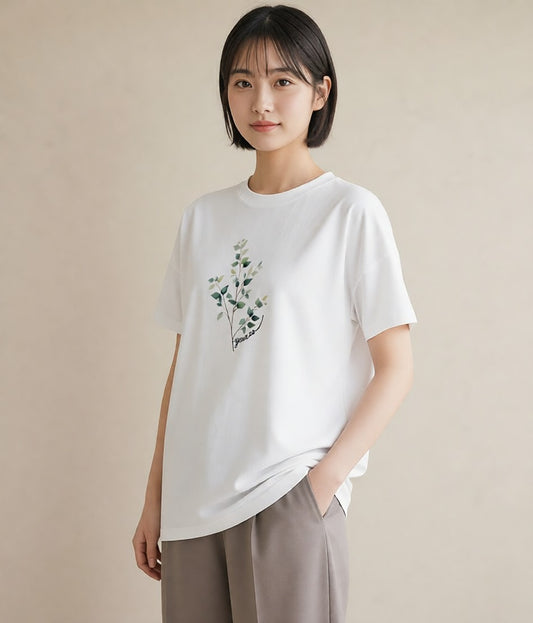 グラフィックTシャツ レディース ガラス瓶 小枝 ボタニカル ナチュラル アンティーク イラスト こなれ感 母娘コーデ 自分用 白T