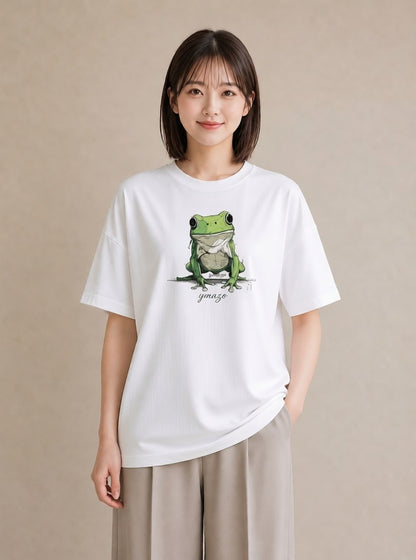 プリントTシャツ レディース アマガエル ペット 動物 イラスト カフェコーデ カフェ巡り 女子会 白T