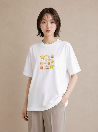 グラフィックTシャツ レディース 射手座 星空 宇宙 イラスト こなれ感 デイリーウェア 休日 白T