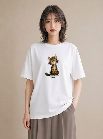 グラフィックTシャツ レディース アメリカンショートヘア 猫 ねこ イラスト ボタニカル 週末コーデ 敬老の日 白T