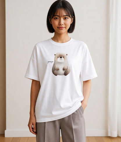 デザインTシャツ レディース キンクマハムスター ペット 動物 イラスト ゆるコーデ お出かけ 普段着 白T