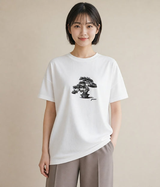 プリントTシャツ レディース 盆栽 植物 ボタニカル イラスト 個性的 女性向けギフト 散歩 白T