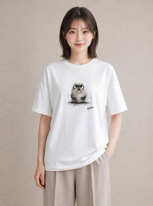 プリントTシャツ レディース ラッコ 動物 アニマル イラスト ヴィンテージ風 自分用 ルームウェア 白T