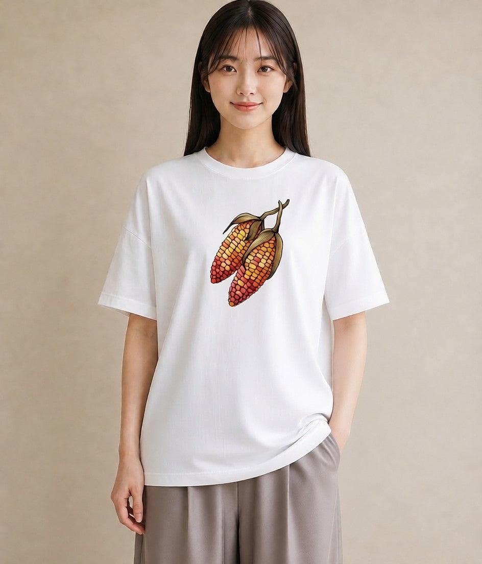 プリントTシャツ レディース 実り 植物 ボタニカル イラスト カフェ巡り 女子会 白T