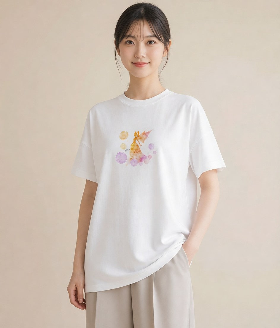半袖Tシャツ レディース 牡牛座 星空 宇宙 イラスト こなれ感 自分用 ルームウェア 白T