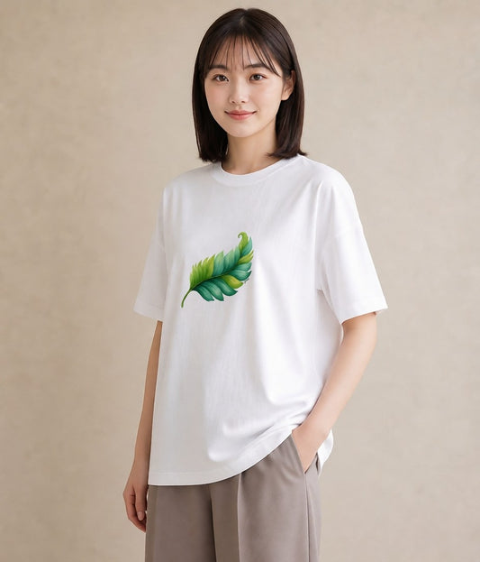 プリントTシャツ レディース 葉っぱ 植物 ボタニカル イラスト お洒落 お出かけ 普段着 白T