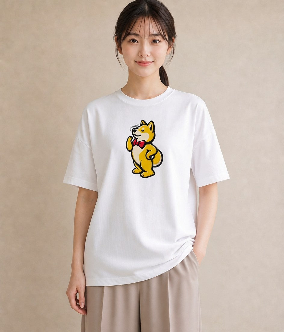プリントTシャツ レディース 柴犬 しばいぬ 犬 いぬ イラスト 手描き風 在宅 公園 白T