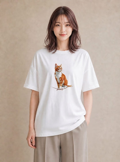 Tシャツ レディース 三毛猫 みけねこ 三毛 猫 ねこ イラスト こなれ感 お揃い 親子 白T