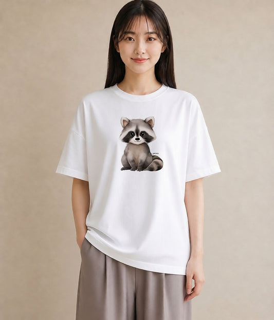プリントTシャツ レディース レッサーパンダ 動物 アニマル イラスト 水彩風 買い物 夏コーデ 白T