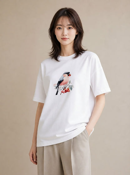 プリントTシャツ レディース シマエナガ しまえなが 動物 アニマル イラスト ミニマル デート 帰省 白T
