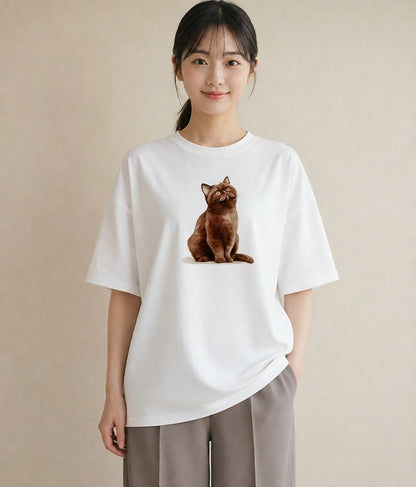 Tシャツ レディース ソマリ 猫 ねこ イラスト 線画 レイヤード 友達ギフト 白T