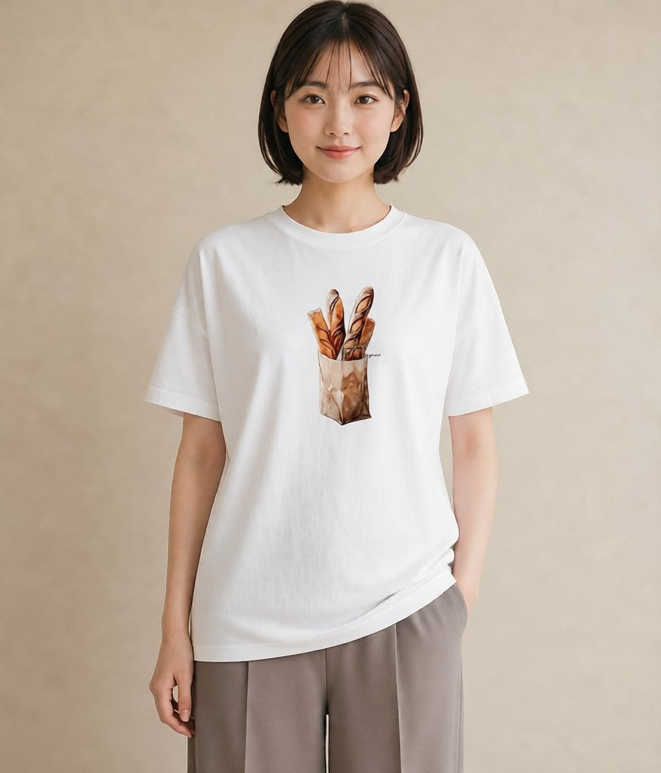 デザインTシャツ レディース ベーグル 食べ物 フード イラスト 北欧風 女子会 お揃い 白T