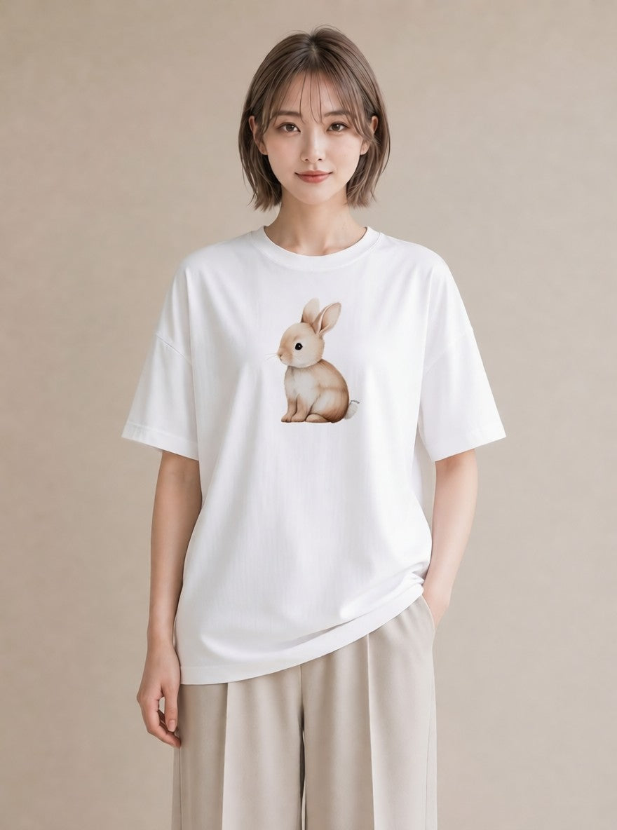 Tシャツ レディース チンチラ ペット 動物 イラスト 北欧風 友達ギフト 部屋着 白T