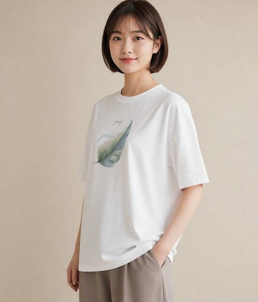 デザインTシャツ レディース ユーカリ 植物 ボタニカル イラスト モード 買い物 夏コーデ 白T