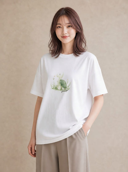 デザインTシャツ レディース チンアナゴ 海の生き物 海 イラスト 上品 ミセス 春コーデ 白T