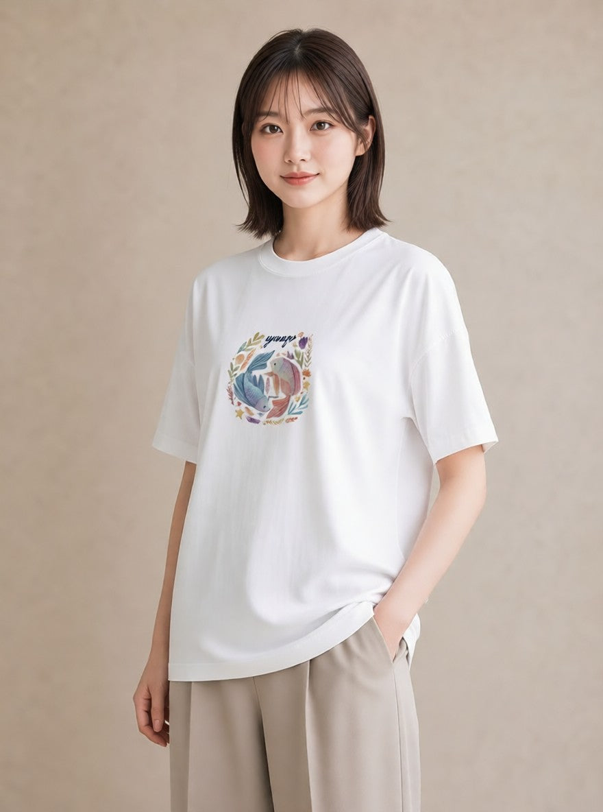 グラフィックTシャツ レディース 牡羊座 星空 宇宙 イラスト ニュアンス お出かけ 普段着 白T