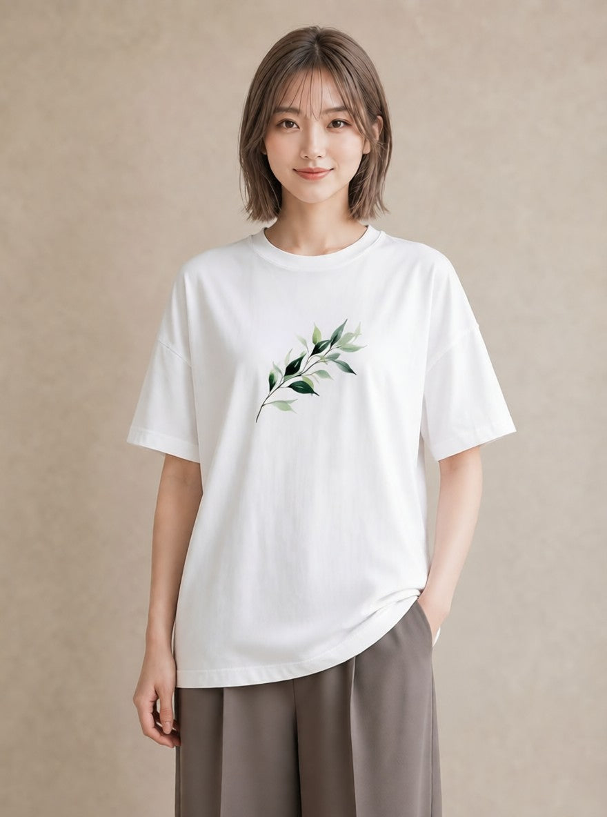 デザインTシャツ レディース つる 植物 ボタニカル イラスト 旅行コーデ 姉妹 送別ギフト 白T
