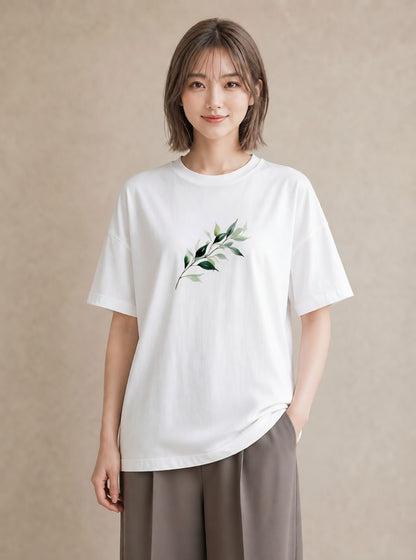デザインTシャツ レディース つる 植物 ボタニカル イラスト 旅行コーデ 姉妹 送別ギフト 白T