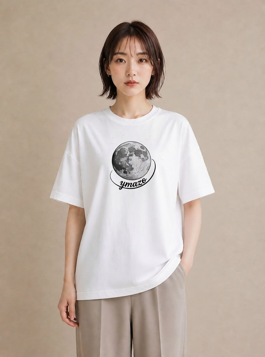 グラフィックTシャツ レディース 月 星空 宇宙 イラスト 旅行コーデ 秋コーデ おしゃれギフト 白T
