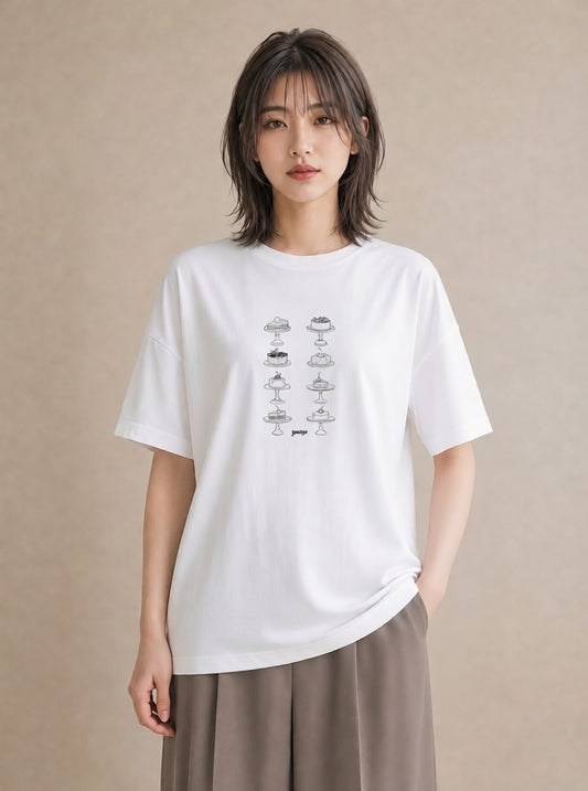Tシャツ レディース スイーツ お菓子 デザート イラスト 可愛い 夏コーデ 通学 白T