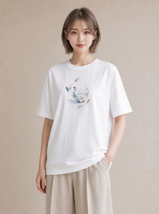 半袖Tシャツ レディース カクレクマノミ 海の生き物 海 イラスト 母娘コーデ 自分用 白T