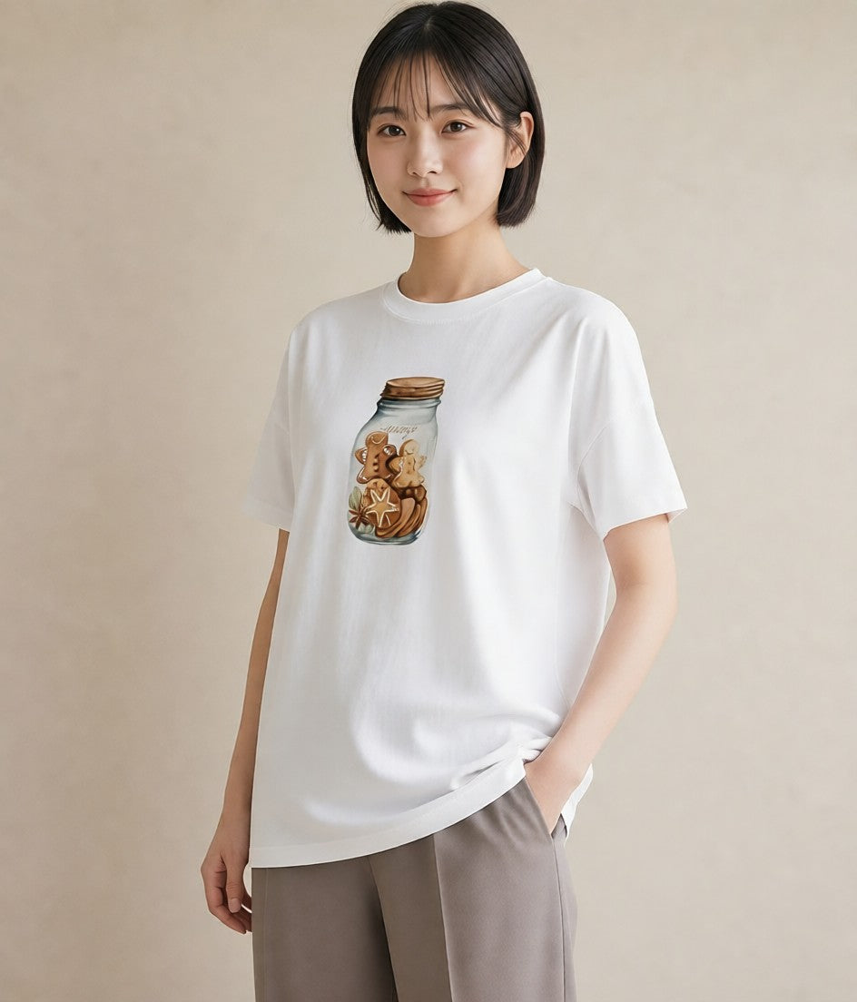 デザインTシャツ レディース ミルク 食べ物 フード イラスト 手描き風 敬老の日 ホワイトデー 白T