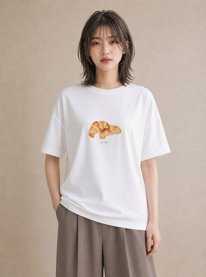 プリントTシャツ レディース ベーグル 食べ物 フード イラスト 可愛い 敬老の日 ホワイトデー 白T