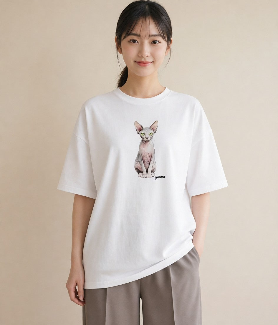 プリントTシャツ レディース シャム柄 猫 ねこ イラスト ポップ クリスマス 旅行 白T