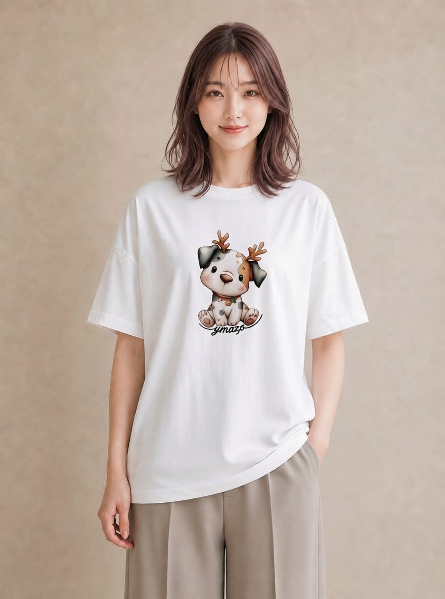 Tシャツ レディース わんちゃん 犬 いぬ イラスト ユニーク 姉妹 送別ギフト 白T