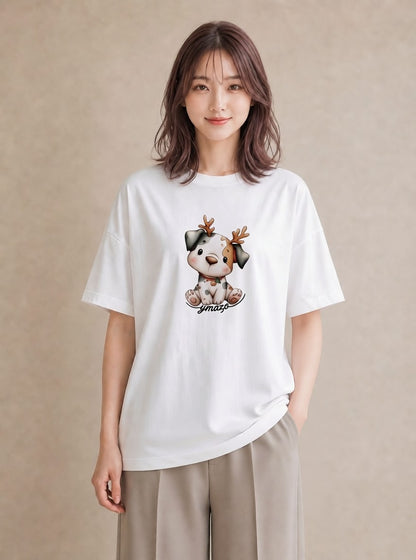 Tシャツ レディース わんちゃん 犬 いぬ イラスト ユニーク 姉妹 送別ギフト 白T