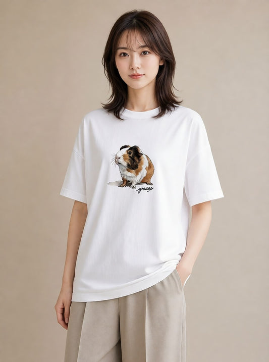 デザインTシャツ レディース ハムスター ペット 動物 イラスト ポップ 社会人 女性 白T