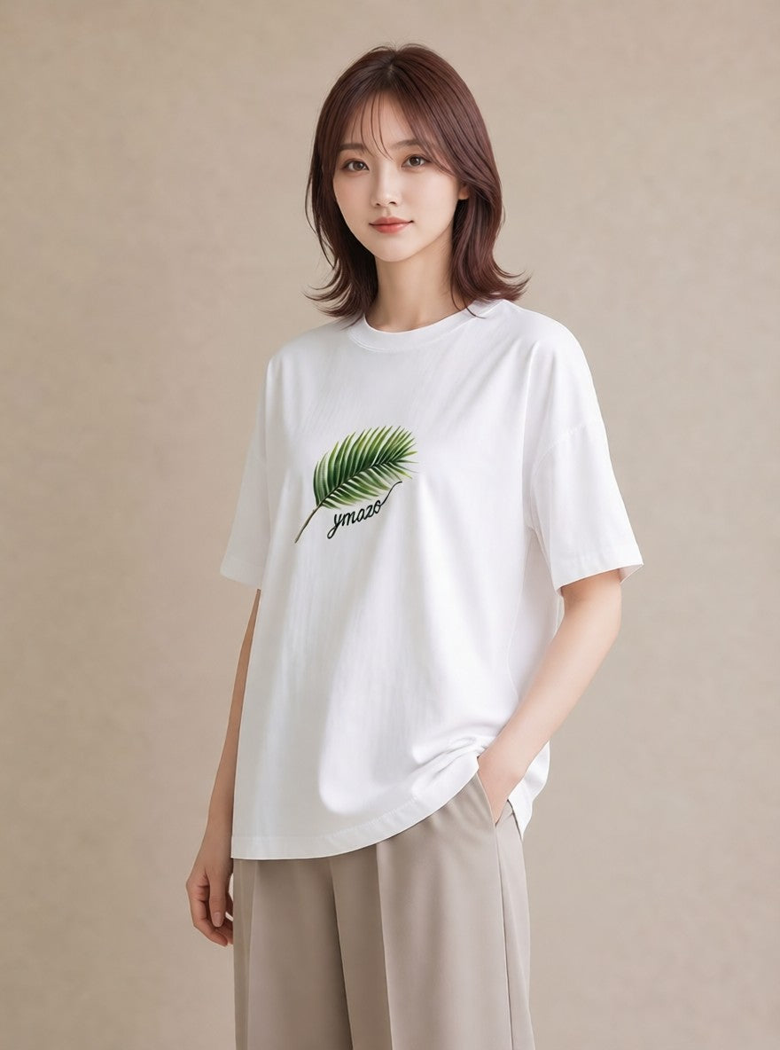 プリントTシャツ レディース シダ 植物 ボタニカル イラスト ゆるかわ 敬老の日 ホワイトデー 白T