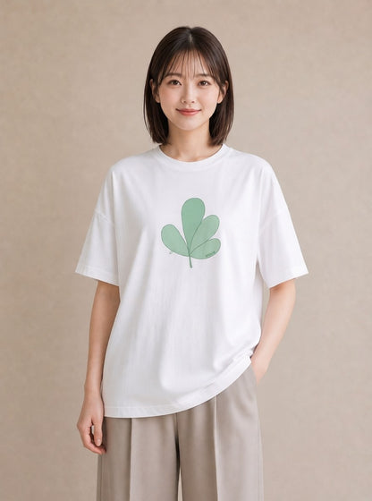 半袖Tシャツ レディース シダ 植物 ボタニカル イラスト ミニマル 公園 ママ 白T