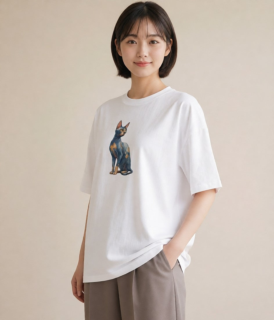 グラフィックTシャツ レディース シャム 猫 ねこ イラスト カフェコーデ 親子 20代 白T