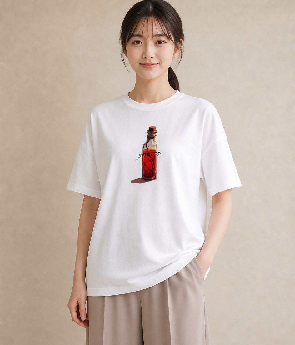 デザインTシャツ レディース ガラス瓶 小枝 ボタニカル ナチュラル アンティーク イラスト ポップ クリスマス 旅行 白T