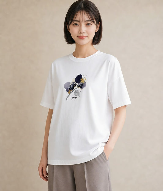 プリントTシャツ レディース 木の実 植物 ボタニカル イラスト 休日コーデ 在宅 公園 白T