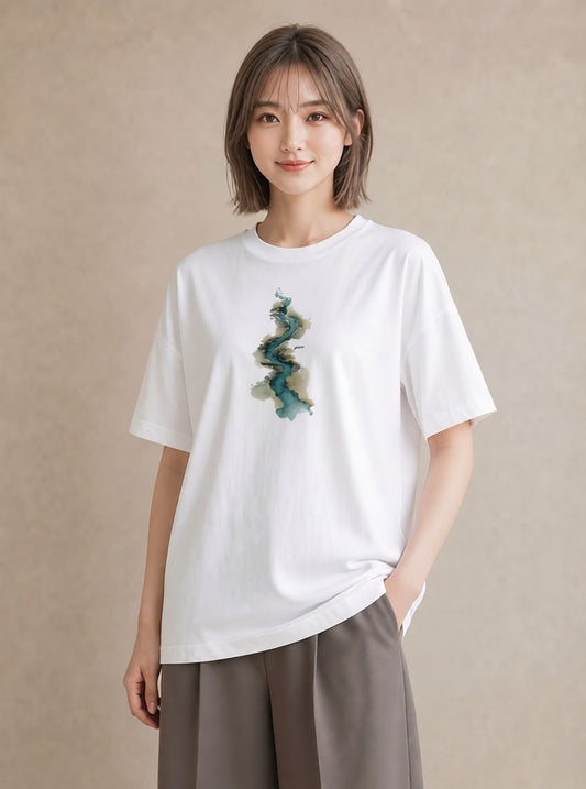 半袖Tシャツ レディース 波 星空 宇宙 イラスト シック 姉妹 送別ギフト 白T