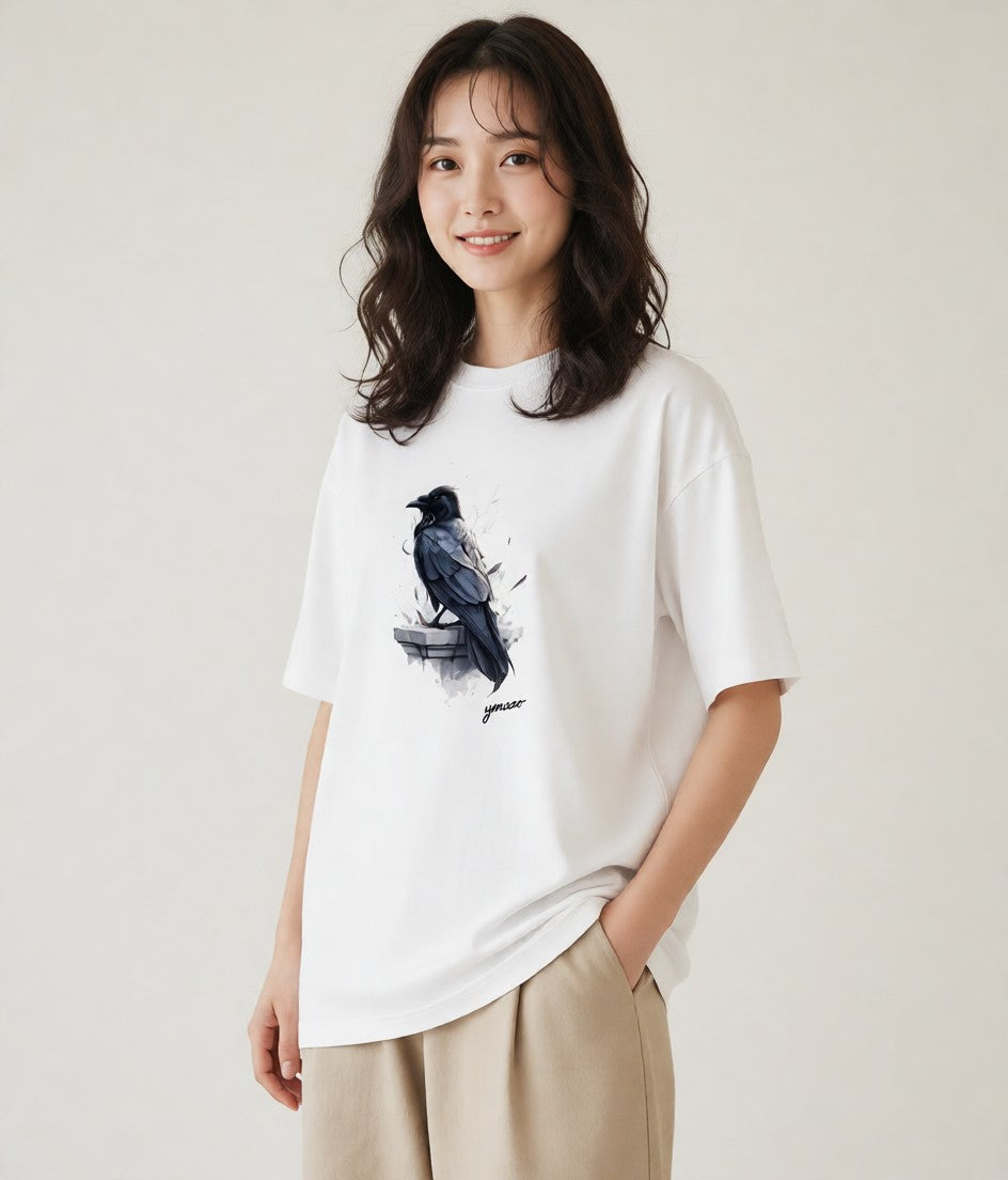Tシャツ レディース 九官鳥 ペット 動物 イラスト シンプル 旅行 母娘コーデ 白T