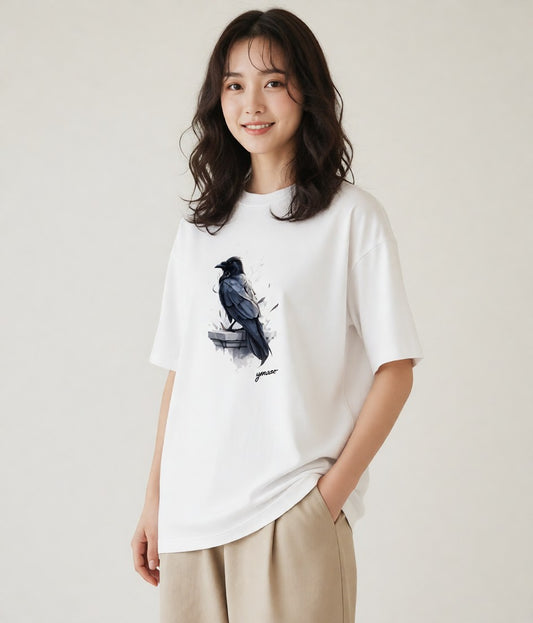 Tシャツ レディース 九官鳥 ペット 動物 イラスト シンプル 旅行 母娘コーデ 白T