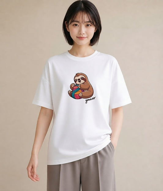 プリントTシャツ レディース ナマケモノ 動物 アニマル イラスト ゆるコーデ 友達ギフト 部屋着 白T